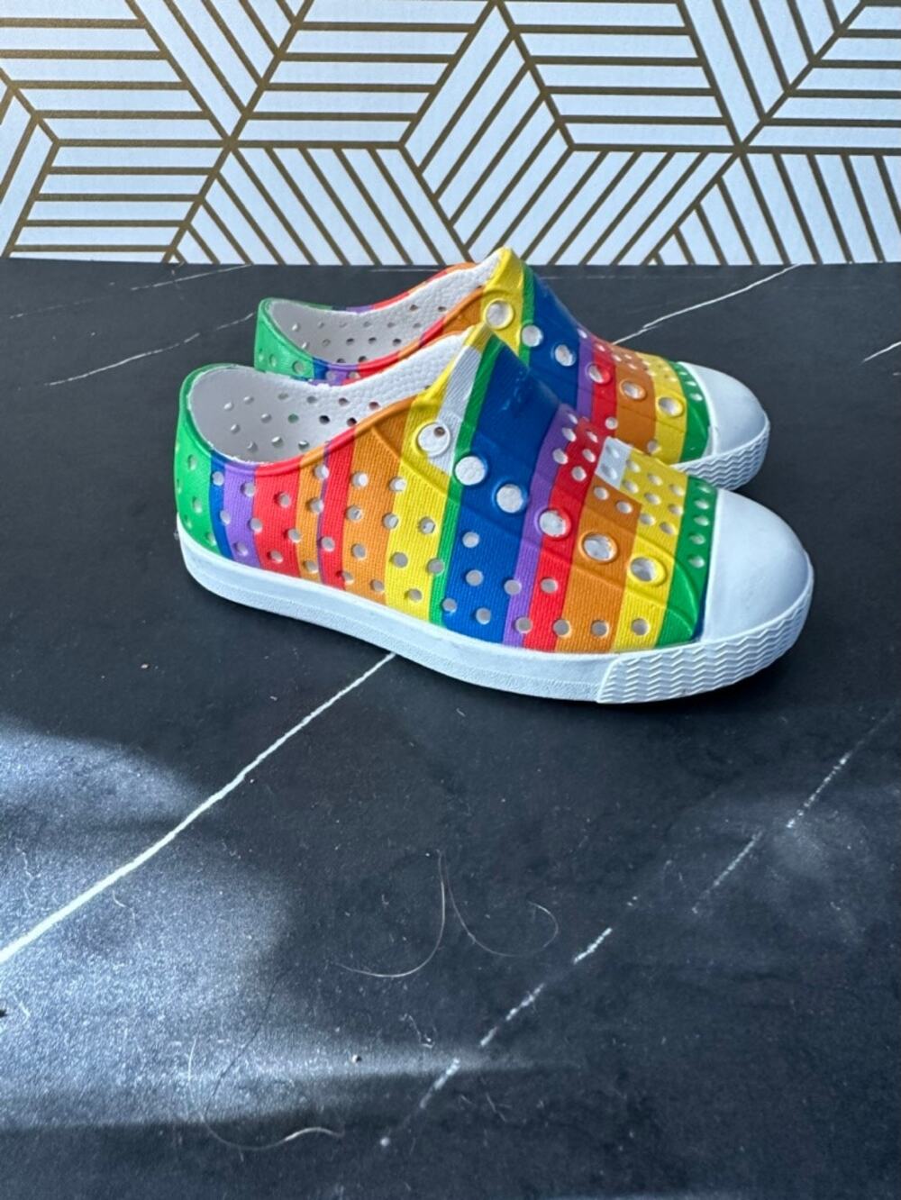 Native Girls Colorful Rainbow Shoes | Size 5